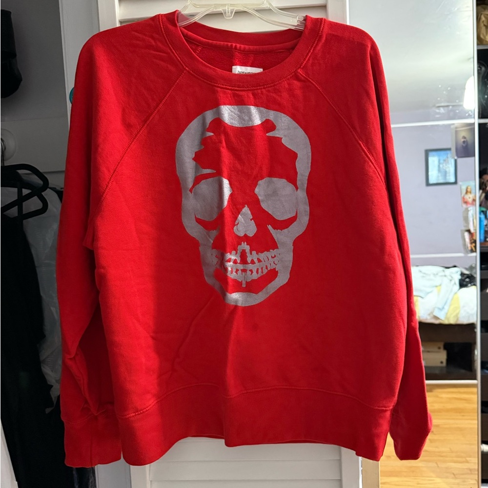 Zadig & Voltaire Red Crewneck Sweater with Gray Graphic